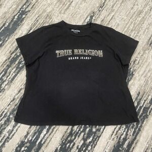 TRUE‎ RELIGION Y2K BLINGED WOMENS 3XL BLACK T-SHIRT